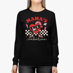 Retro Groovy Mama is My Valentine Cute Heart Boys Girls Kids Longsleeve Tee 2 4