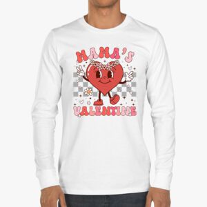 Retro Groovy Mama is My Valentine Cute Heart Boys Girls Kids Longsleeve Tee 3