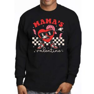 Retro Groovy Mama is My Valentine Cute Heart Boys Girls Kids Longsleeve Tee 3 4