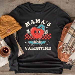 Retro Groovy Mama is My Valentine Cute Heart Boys Girls Kids Longsleeve Tee
