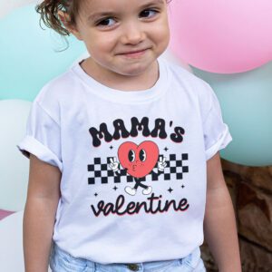 Retro Groovy Mama is My Valentine Cute Heart Boys Girls Kids T Shirt 1 2