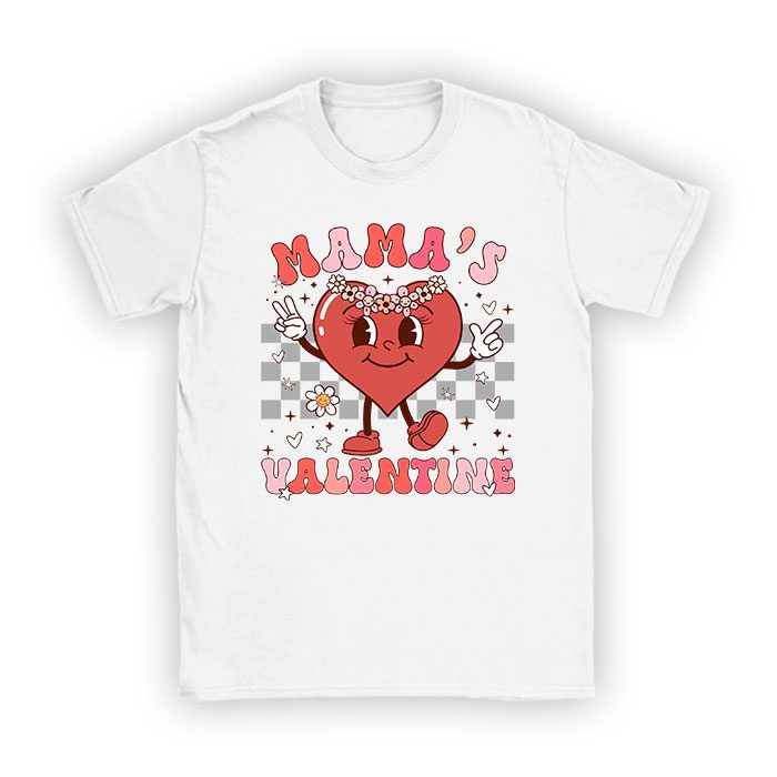 Retro Groovy Mama is My Valentine Cute Heart Boys Girls Kids T-Shirt