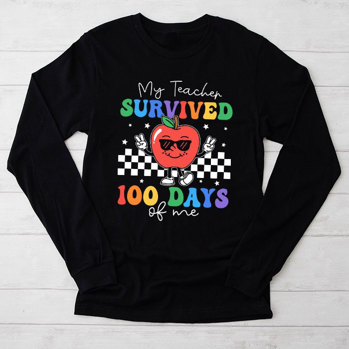 Retro-Groovy-School-Boys-Girls-Kids-Gift-100-Days-Of-School-Longsleeve-Tee Retro Groovy School Boys Girls Kids Gift 100 Days Of School Longsleeve Tee