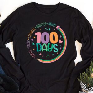 Smarter Kinder Stronger Brighter 100 Days Of School Longsleeve Tee 1 4