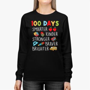 Smarter Kinder Stronger Brighter 100 Days Of School Longsleeve Tee 2 1