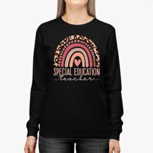 Sped Ed Special Education Teacher SPED Leopard Boho Rainbow Longsleeve Tee 2 1