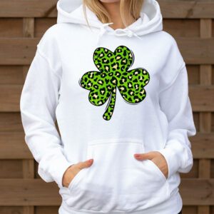 St. Patricks Day Shamrock Irish Leopard Print Women Girls Hoodie 3