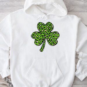 St. Patricks Day Shamrock Irish Leopard Print Women Girls Hoodie