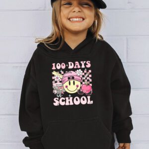 Teacher Kids Retro Groovy 100 Days Happy 100th Day Of School Hoodie 3 1