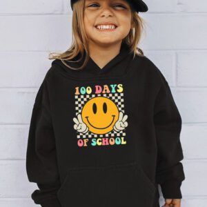 Teacher Kids Retro Groovy 100 Days Happy 100th Day Of School Hoodie 3 3