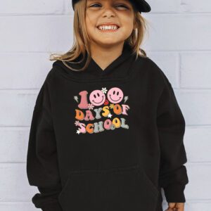 Teacher Kids Retro Groovy 100 Days Happy 100th Day Of School Hoodie 3