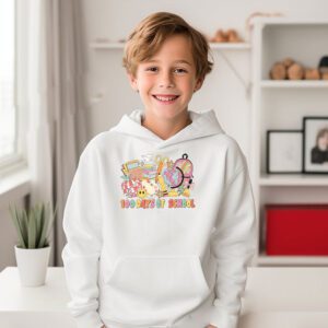 Teacher Kids Retro Groovy 100 Days Happy 100th Day Of School Hoodie 3 4