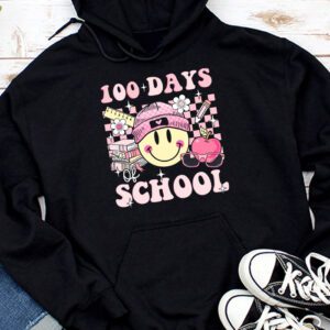 Teacher Kids Retro Groovy 100 Days Happy 100th Day Of School Hoodie