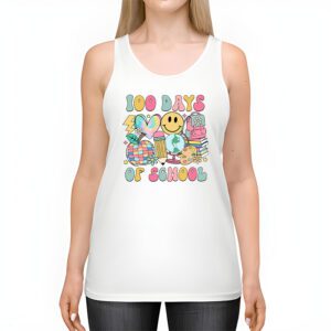 Teacher Kids Retro Groovy 100 Days Happy 100th Day Of School Tank Top 2 2