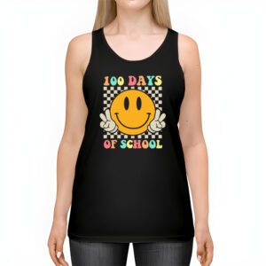 Teacher Kids Retro Groovy 100 Days Happy 100th Day Of School Tank Top 2 3