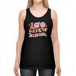 Teacher Kids Retro Groovy 100 Days Happy 100th Day Of School Tank Top 2