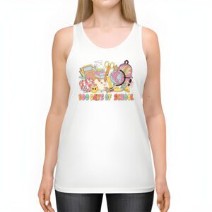 Teacher Kids Retro Groovy 100 Days Happy 100th Day Of School Tank Top 2 4