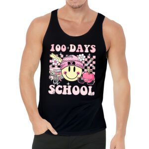 Teacher Kids Retro Groovy 100 Days Happy 100th Day Of School Tank Top 3 1