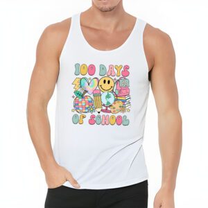 Teacher Kids Retro Groovy 100 Days Happy 100th Day Of School Tank Top 3 2