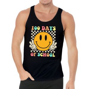 Teacher Kids Retro Groovy 100 Days Happy 100th Day Of School Tank Top 3 3