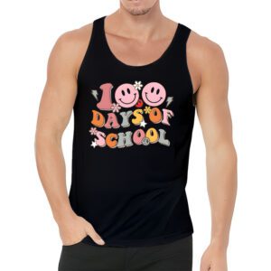 Teacher Kids Retro Groovy 100 Days Happy 100th Day Of School Tank Top 3