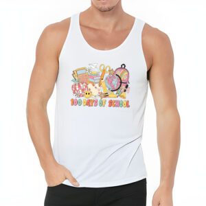 Teacher Kids Retro Groovy 100 Days Happy 100th Day Of School Tank Top 3 4