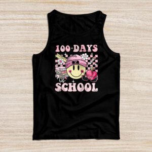 Teacher Kids Retro Groovy 100 Days Happy 100th Day Of School Tank Top