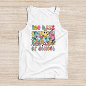 Teacher Kids Retro Groovy 100 Days Happy 100th Day Of School Tank Top