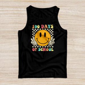 Teacher Kids Retro Groovy 100 Days Happy 100th Day Of School Tank Top