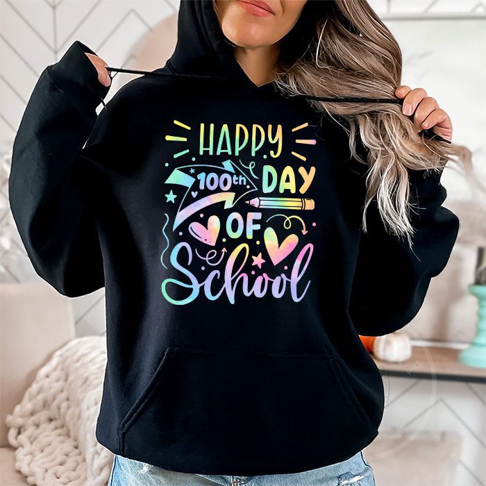 Tie-Dye-Happy-100th-Day-Of-School-Teachers-Students-Kids-Hoodie-1 Tie Dye Happy 100th Day Of School Teachers Students Kids Hoodie 1