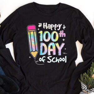 Tie Dye Happy 100th Day Of School Teachers Students Kids Longsleeve Tee 1 3