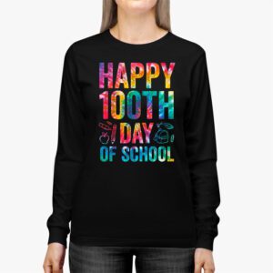 Tie Dye Happy 100th Day Of School Teachers Students Kids Longsleeve Tee 2 1