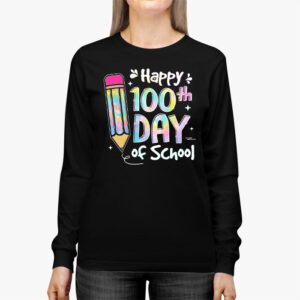 Tie Dye Happy 100th Day Of School Teachers Students Kids Longsleeve Tee 2 3