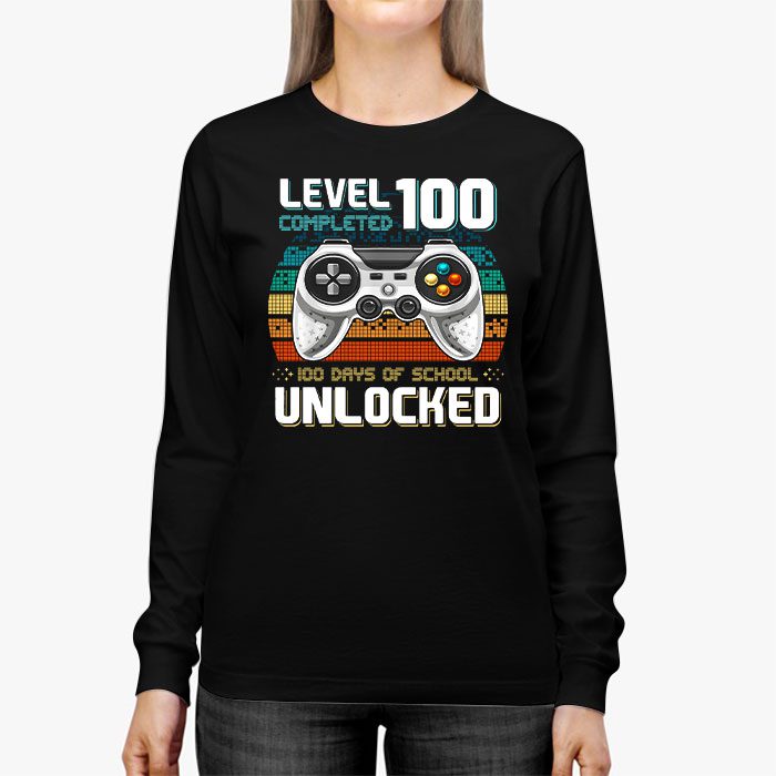 Video-Gamer-Student-100th-Day-Teacher-100-Days-of-School-Longsleeve-Tee-2 Video Gamer Student 100th Day Teacher 100 Days of School Longsleeve Tee 2