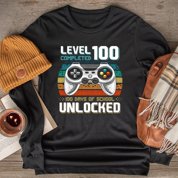 Video Gamer Student 100th Day Teacher 100 Days of School Longsleeve Tee