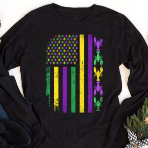 American Flag Mardi Gras Longsleeve Tee Mardi Gras Crawfish Outfit Longsleeve Tee 1