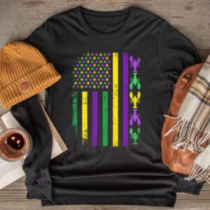 American Flag Mardi Gras Longsleeve Tee Mardi Gras Crawfish Outfit Longsleeve Tee