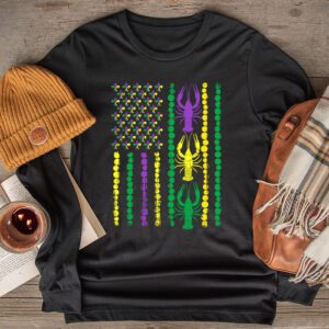 American Flag Mardi Gras Longsleeve Tee Mardi Gras Crawfish Outfit Longsleeve Tee