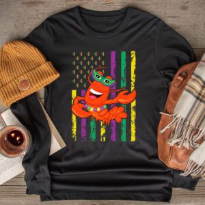 American Flag Mardi Gras Longsleeve Tee Mardi Gras Crawfish Outfit Longsleeve Tee