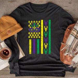 American Flag Mardi Gras Longsleeve Tee Mardi Gras Crawfish Outfit Longsleeve Tee