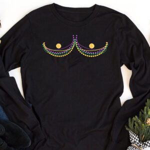 Boobshirt Mardi Gras 2024 Shirt Funny Beads Boobs Outline Longsleeve Tee 1