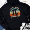 Can't Stop Pi Won't Stop Pi Day Vintage Retro Math Lover Hoodie