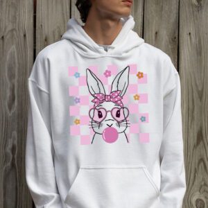 Cute Bunny Rabbit Face Groovy Glasses Girl Happy Easter Day Hoodie 2