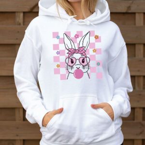 Cute Bunny Rabbit Face Groovy Glasses Girl Happy Easter Day Hoodie 3