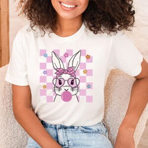 Cute Bunny Rabbit Face Groovy Glasses Girl Happy Easter Day T Shirt 1