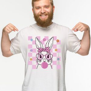 Cute Bunny Rabbit Face Groovy Glasses Girl Happy Easter Day T Shirt 2