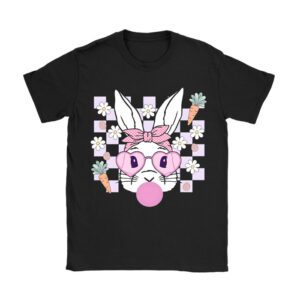 Cute Bunny Rabbit Face Groovy Glasses Girl Happy Easter Day T-Shirt