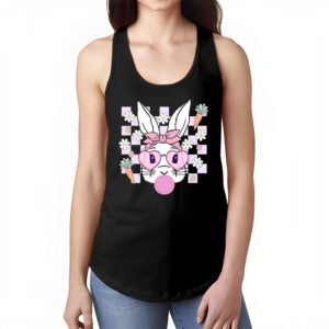 Cute Bunny Rabbit Face Groovy Glasses Girl Happy Easter Day Tank Top 1 2