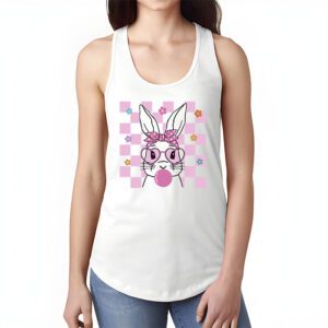Cute Bunny Rabbit Face Groovy Glasses Girl Happy Easter Day Tank Top 1