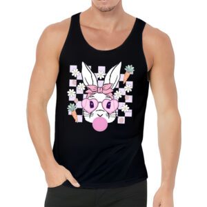 Cute Bunny Rabbit Face Groovy Glasses Girl Happy Easter Day Tank Top 3 2